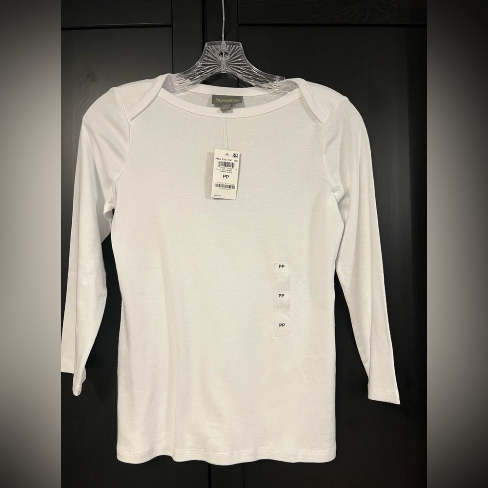 Style & Co White Long Sleeve Tee